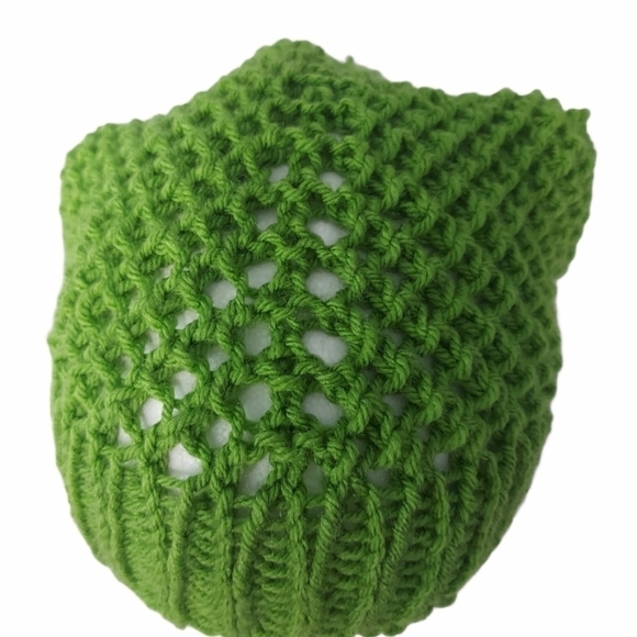 Hand Knit Moss Green Adult Cottagecore Bandana - Picture 5 of 5